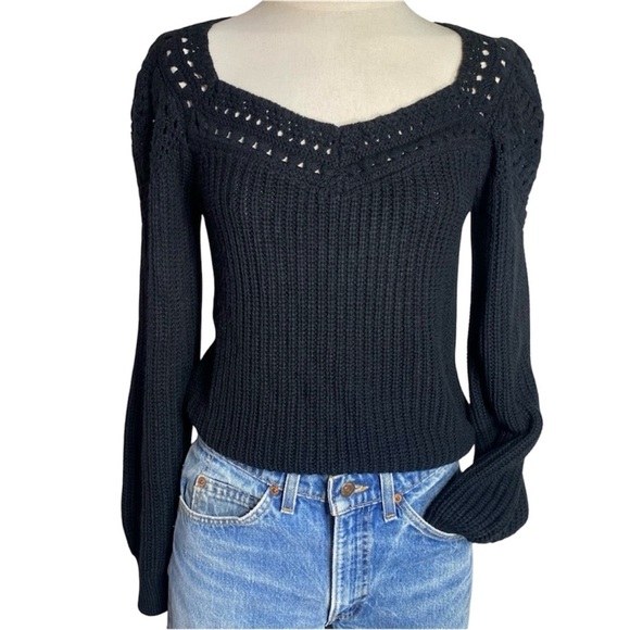 Saltwater Luxe Black Crochet Sweater Small - Picture 2 of 8